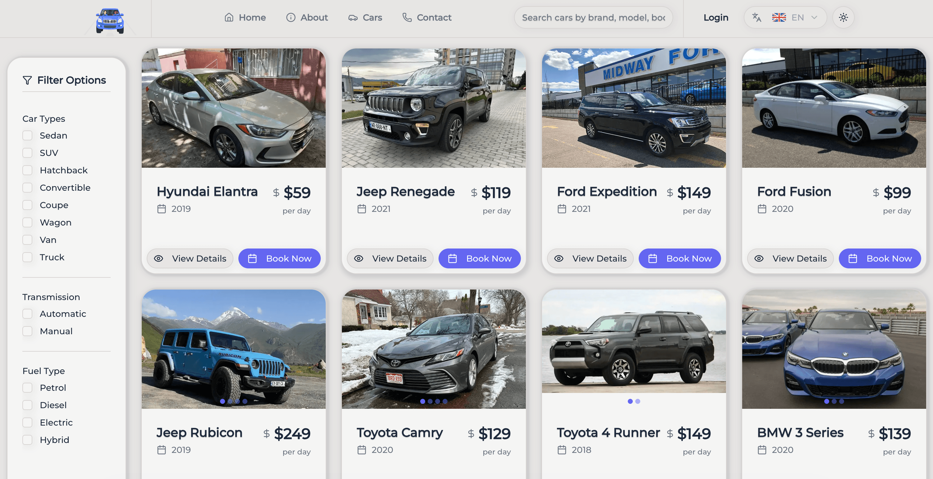 Screenshot of project: Rent and Go